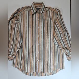 Ermenegildo Zegna Mens‎ Dress Shirt Medium Luxury Vertical Stripe Made In Italy